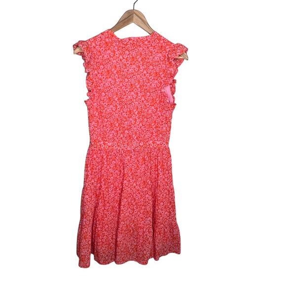 Rachel Zoe Floral Flutter Sleeve A-Line Dress in Pink and Orange Size 8 - Picture 3 of 16